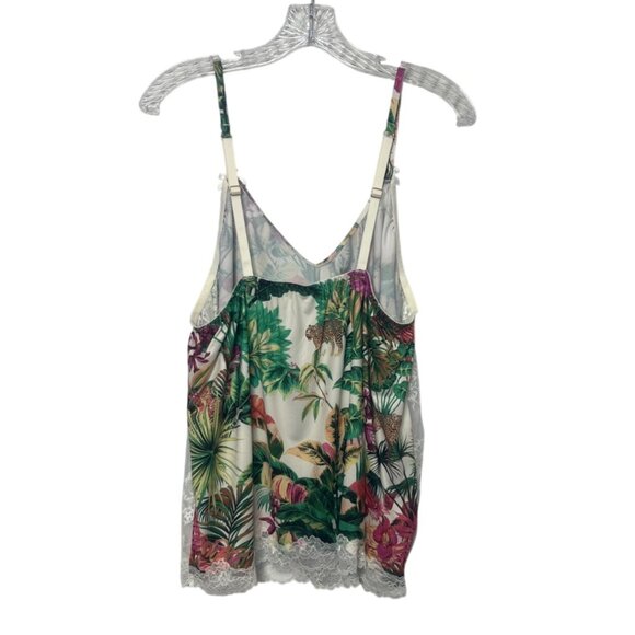Cacique Floral Print Camisole Sleep Shirt Womens L/XL Green New WOT Lace Trim - Picture 2 of 8